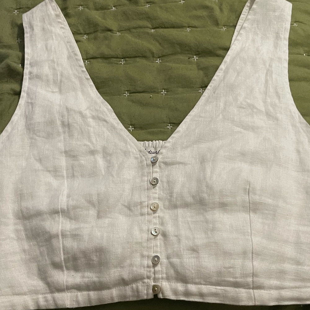 Madewell Gwen Crop Top Linen Vest🌿 - Picture 4 of 16